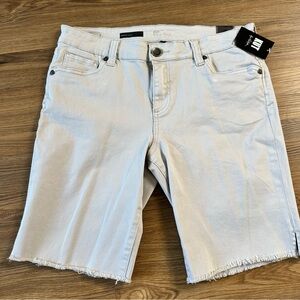 Kut From The Kloth Natalie Denim Bermuda Shorts Gray Stretch Modest 10” Women 10